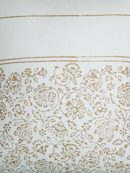 Golden Block Printed Cushion Cover | Flange Border - Cotton 16 x 16 inches