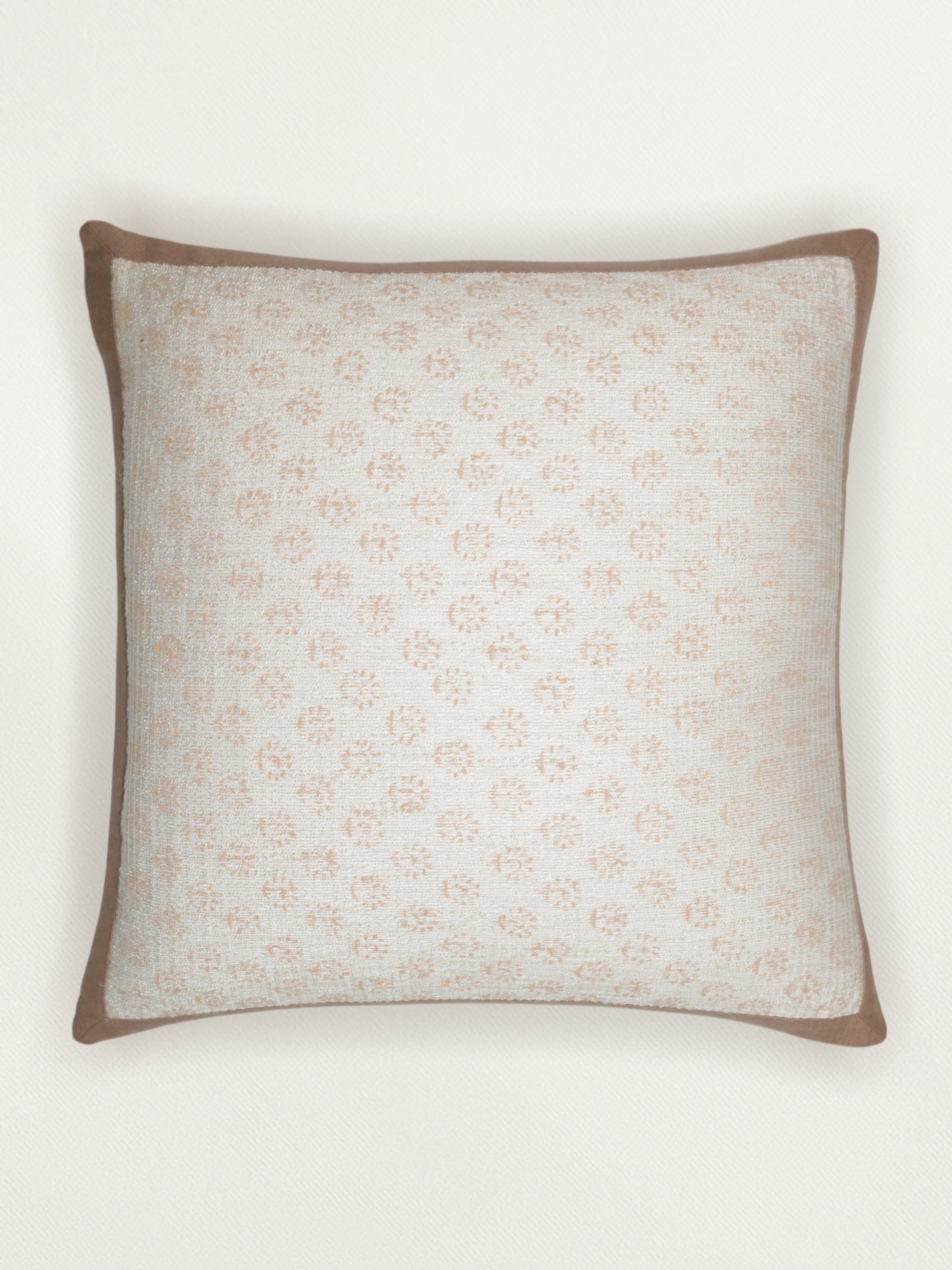 Block Printed Cushion Cover | Flange Border - Linen 20 x 20 inches