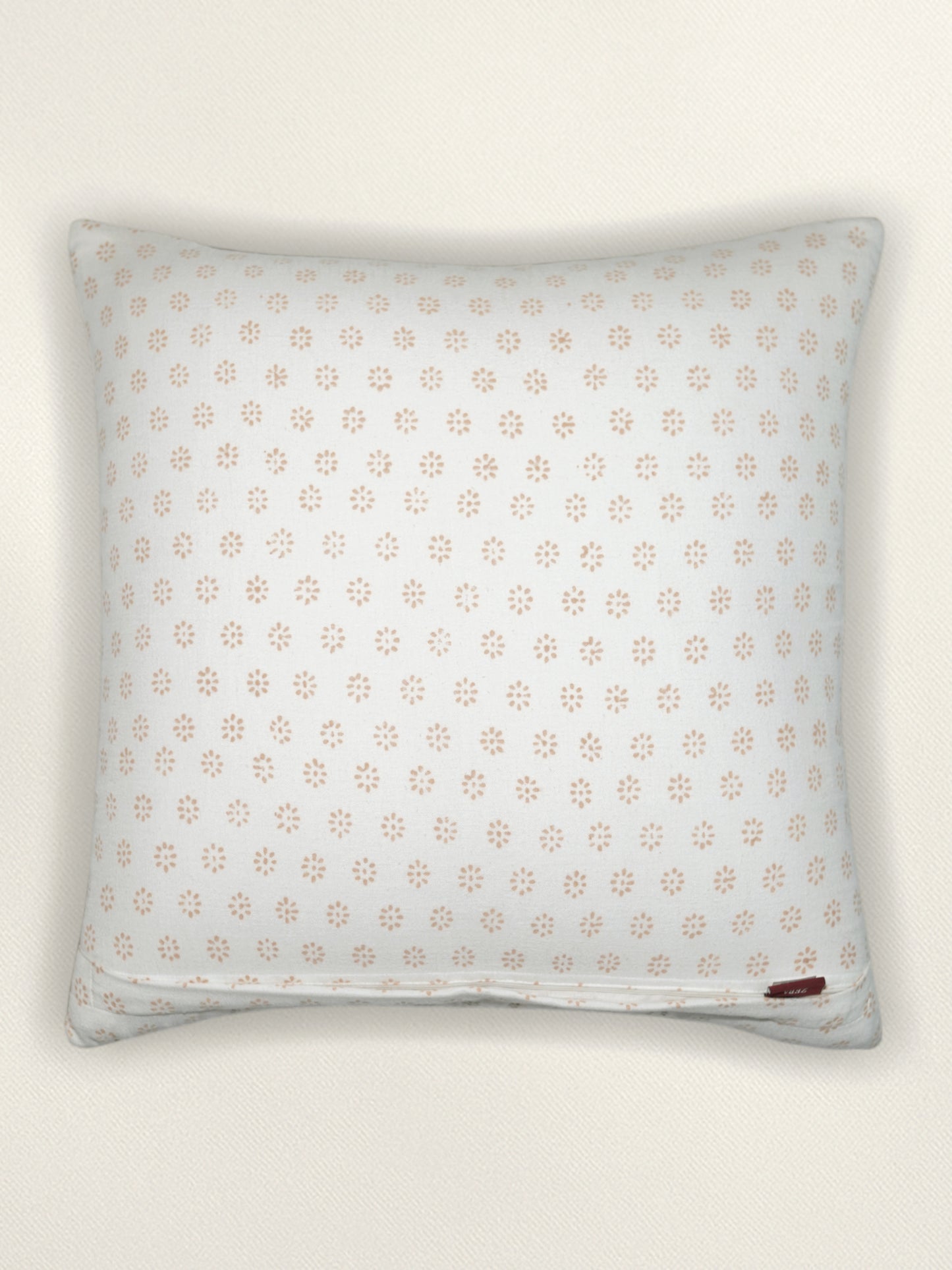Block Printed Cushion Cover | Flange Border - Linen 20 x 20 inches