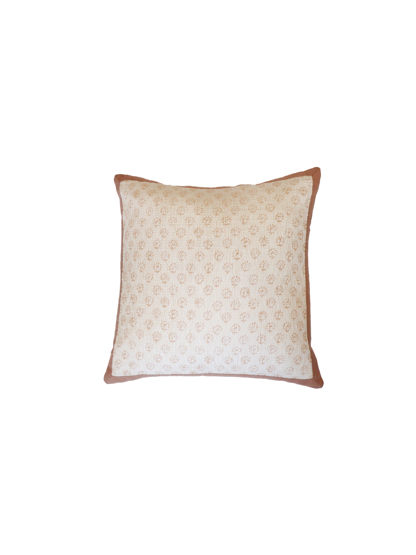 Block Printed Cushion Cover | Flange Border - Linen 20 x 20 inches