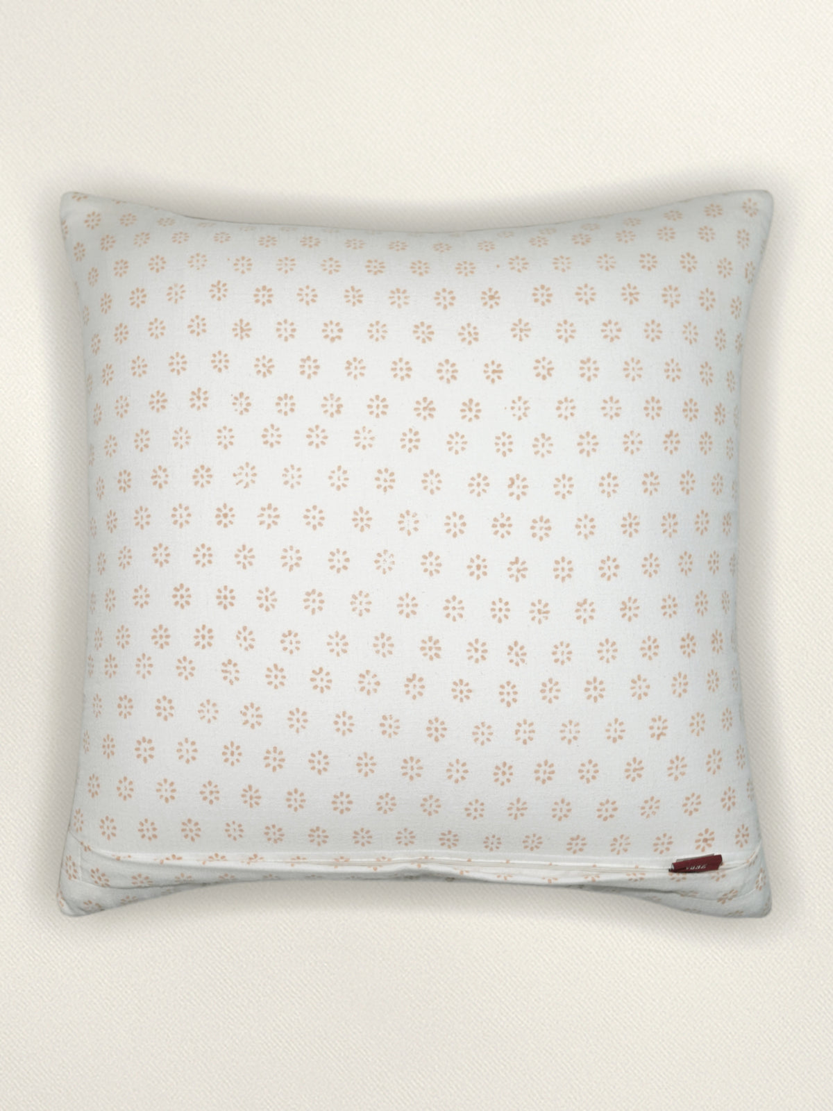 Block Printed Cushion Cover | Flange Border - Linen 20 x 20 inches