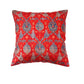 Cushion Cover with Floral Print and Highlighted Silver Embroidery - Red/Grey - 16x16in