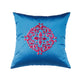 Central Mandala Ethinic Motif in Two Tone Embrodiery  Cushion Cover - Blue/Red - 16x16 Inches