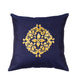Central Mandala Ethinic Motif in Two Tone Embrodiery  Cushion Cover - Blue/Gold - 16x16 Inches (Pack of 1)