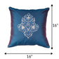 Floral Arabesque Motif in Two Tone Embrodiery  Cushion Cover - Blue/Gold - 16x16 Inches