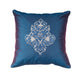 Floral Arabesque Motif in Two Tone Embrodiery  Cushion Cover - Blue/Gold - 16x16 Inches