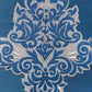 Floral Arabesque Motif in Two Tone Embrodiery  Cushion Cover - Blue/Gold - 16x16 Inches