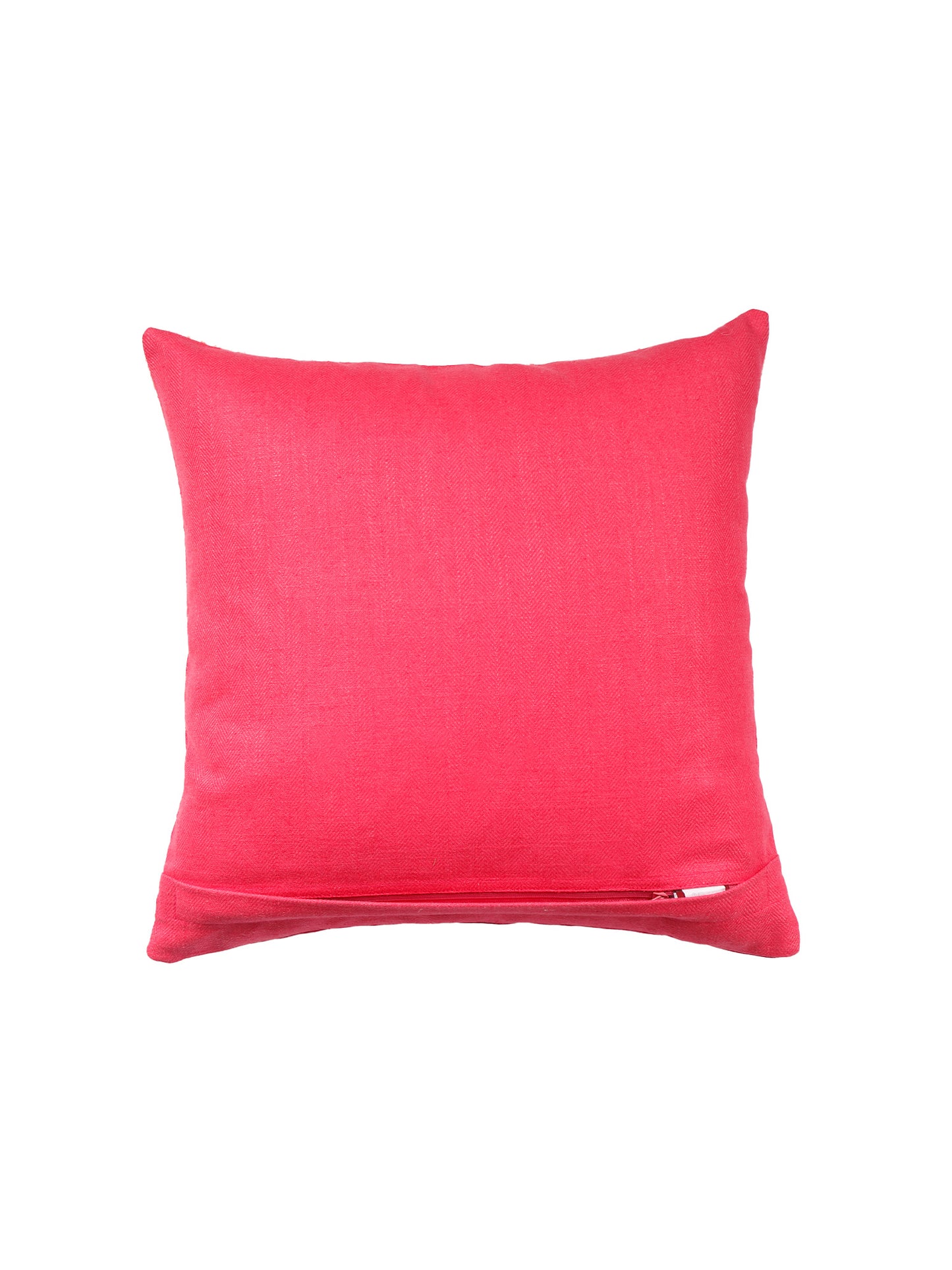 Abstract Printed with Zari Highlight Embroidered Cushion Cover - Pink - 16x16 Inches