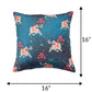 Mughal Elephant Play Printed Cushion Cover with Highlighted Silver  Embroiderey - Blue - 16x16 Inches