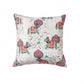 Mughal Elephant Play Printed Cushion Cover with Highlighted Silver  Embroiderey - White - 16x16 Inches