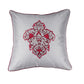 Floral Arabesque Motif in Two Tone Embrodiery  Cushion Cover - Silver/Magenta  - 16x16 Inches