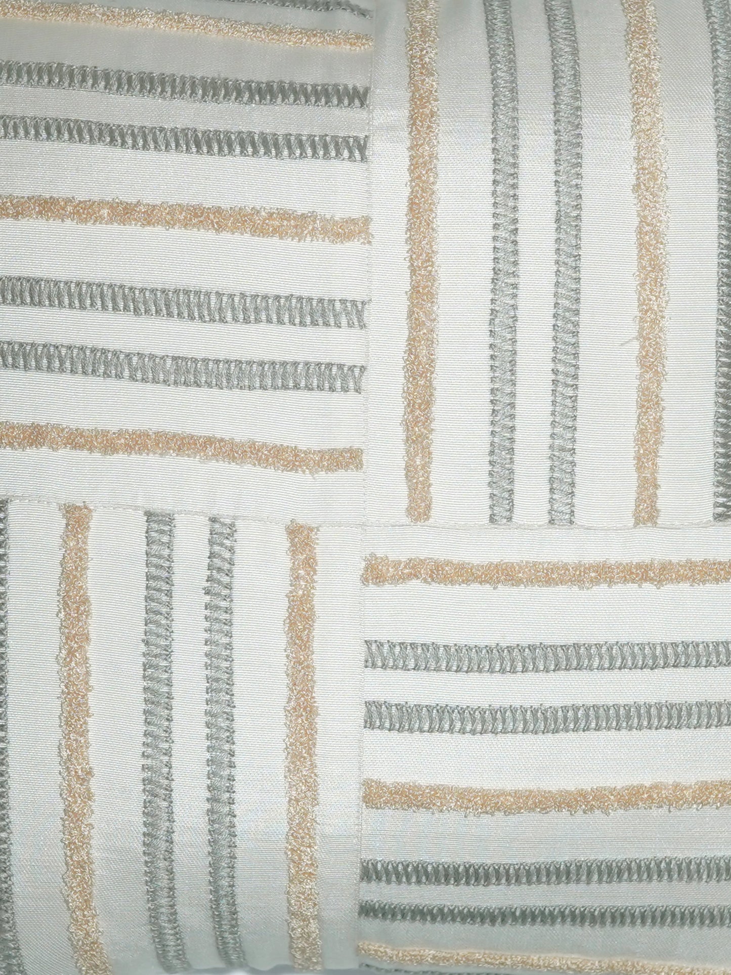 Polyester Blend Cushion Cover - Patch Work, Hand Work, Towel Embroidery & Tassels, Off White, 16x16 inches, Set of 1