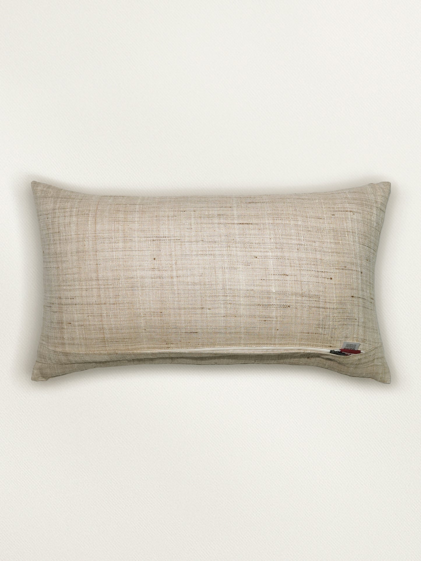 Hand Knotted Embroidered Cushion Cover | Linen 12x22 - 12x22 Inches
