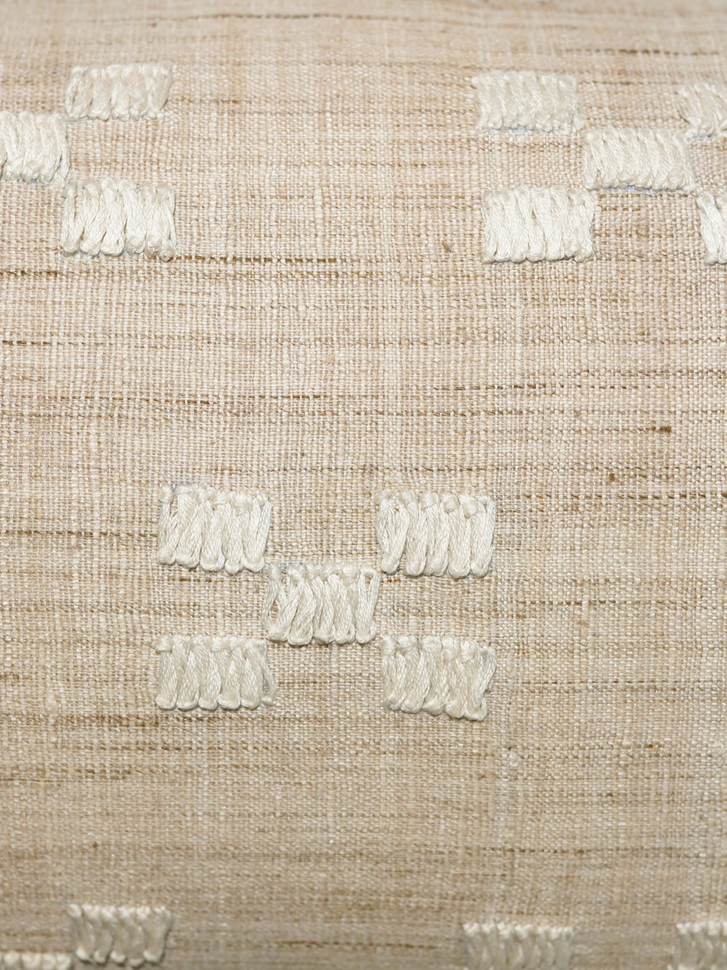 Hand Knotted Embroidered Cushion Cover | Linen 12x22 - 12x22 Inches