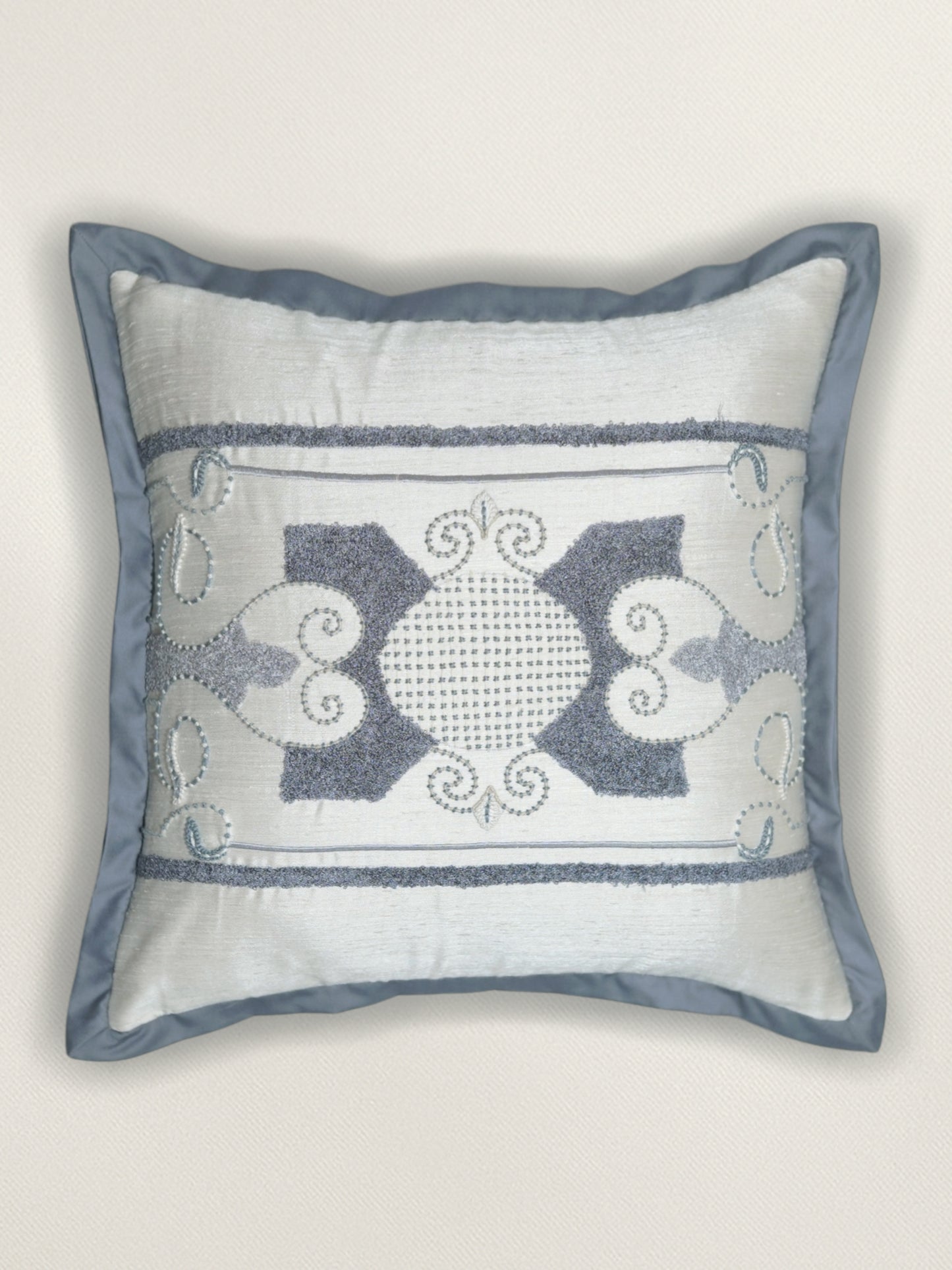 Embroidered Cushion Cover 16 Inch x 16 Inch | Grey