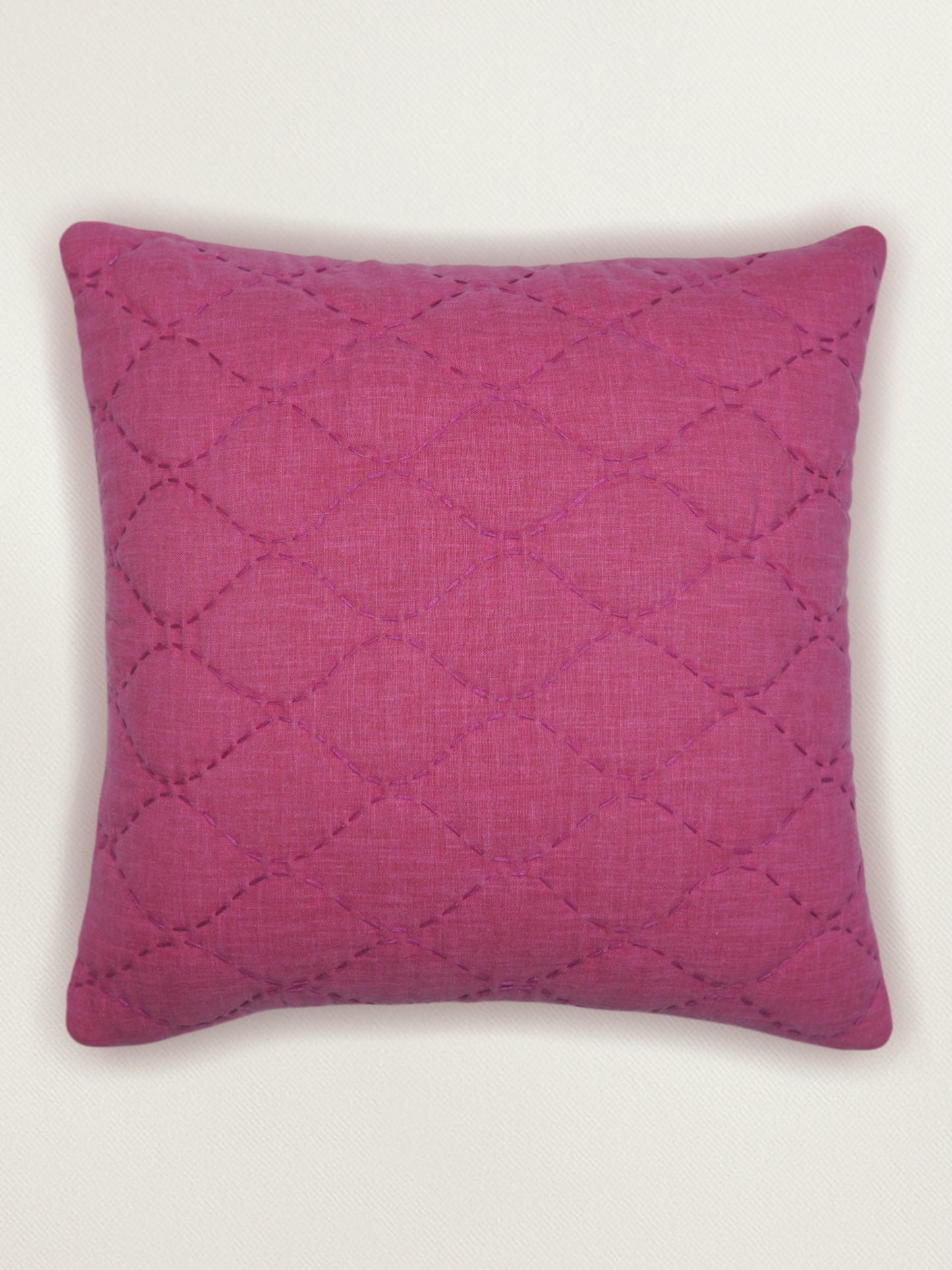 Hand Embroidered Luxe Collection Cushion Cover | Block Printing Coral - 16x16 Inches