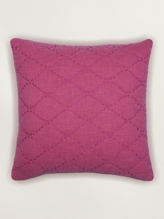 Hand Embroidered Luxe Collection Cushion Cover | Block Printing Coral - 16x16 Inches