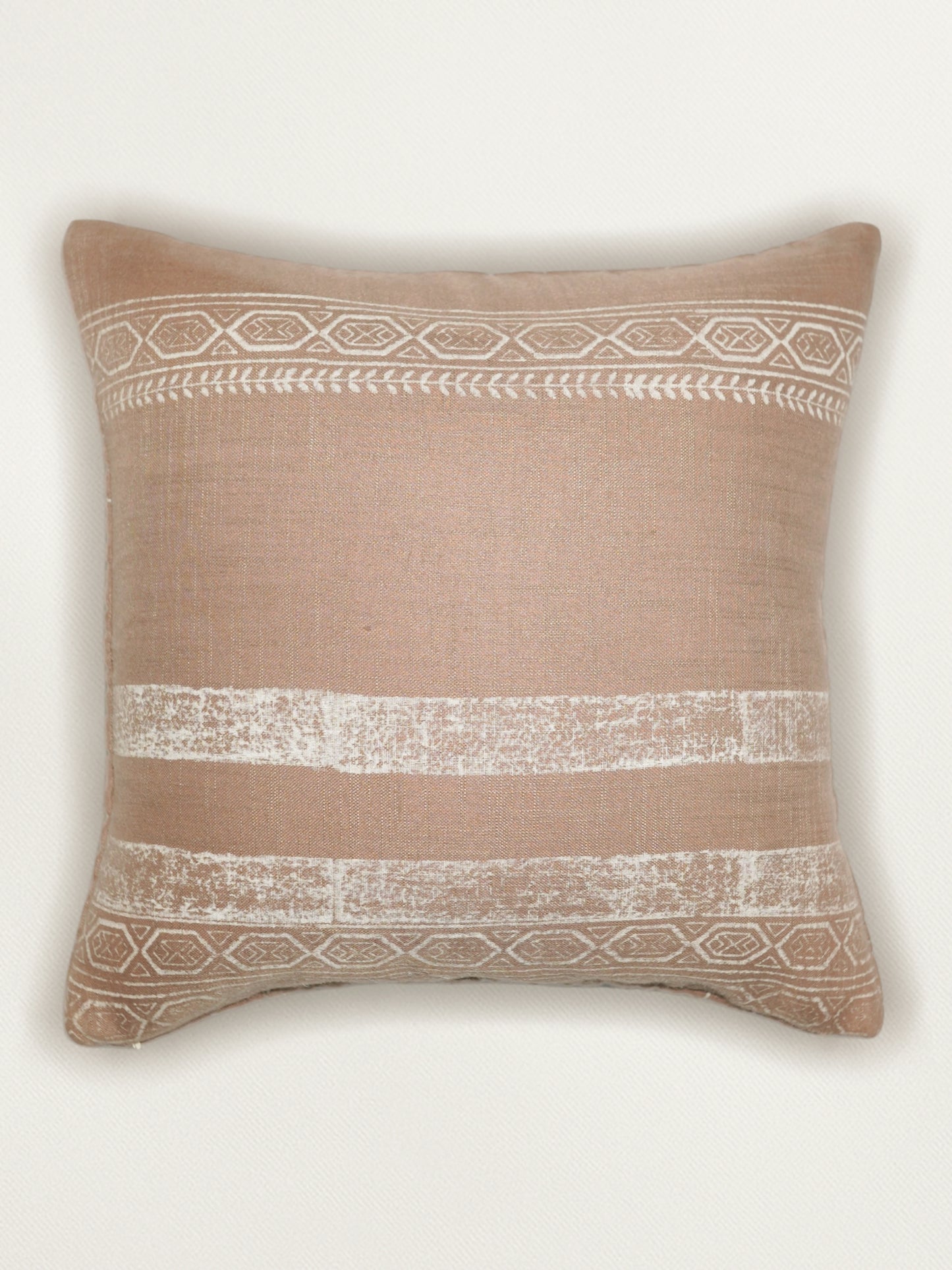 Block Printed Cushion Cover | Quilting - Linen 16 x 16 inches