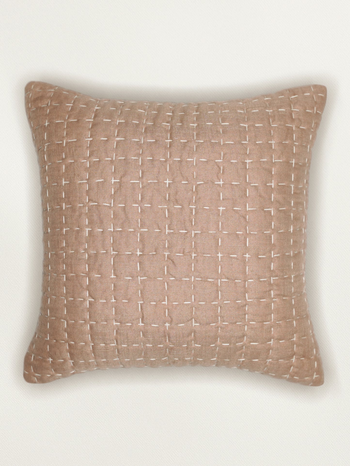 Block Printed Cushion Cover | Quilting - Linen 16 x 16 inches
