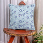 Hand Embroidered Luxe Collection Cushion Cover | Block Printing Blue - 16x16 Inches