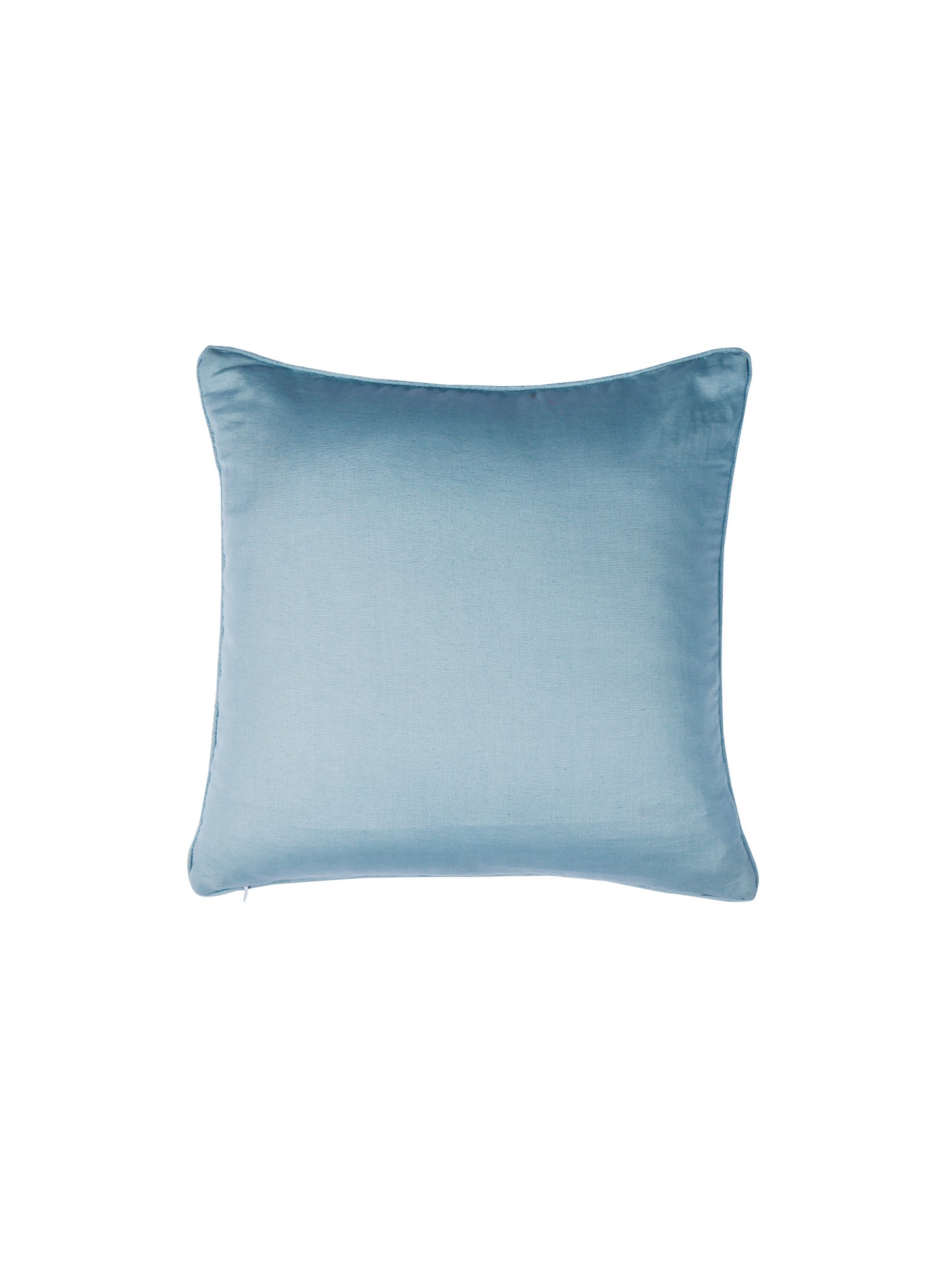 Hand Embroidered Luxe Collection Cushion Cover | Block Printing Blue - 16x16 Inches