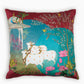 Hand Embroidered Pichwai Cushion Cover with Digital Print | Embellished Velvet 18x18 Inches