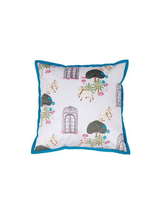 Pichwai Collection of Hand Embroidered Cushion Covers | Multicolor, Velvet 18 inches X 18 inches, 12 inches X 22 inches (Set of 2)