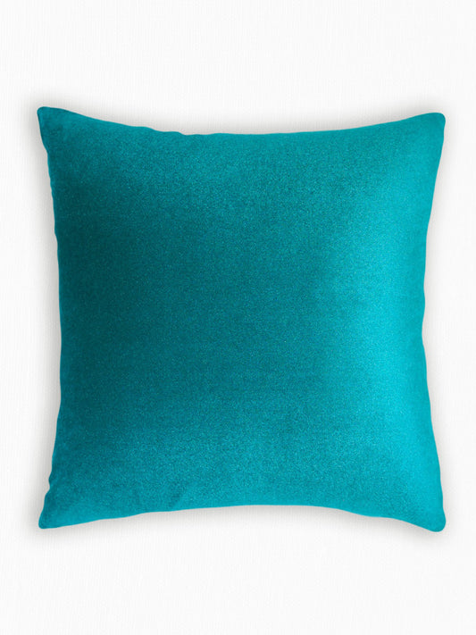 Hand Embroidered Pichwai Cushion Cover with Digital Print | Peacock Embellished Velvet 16x16 Inches