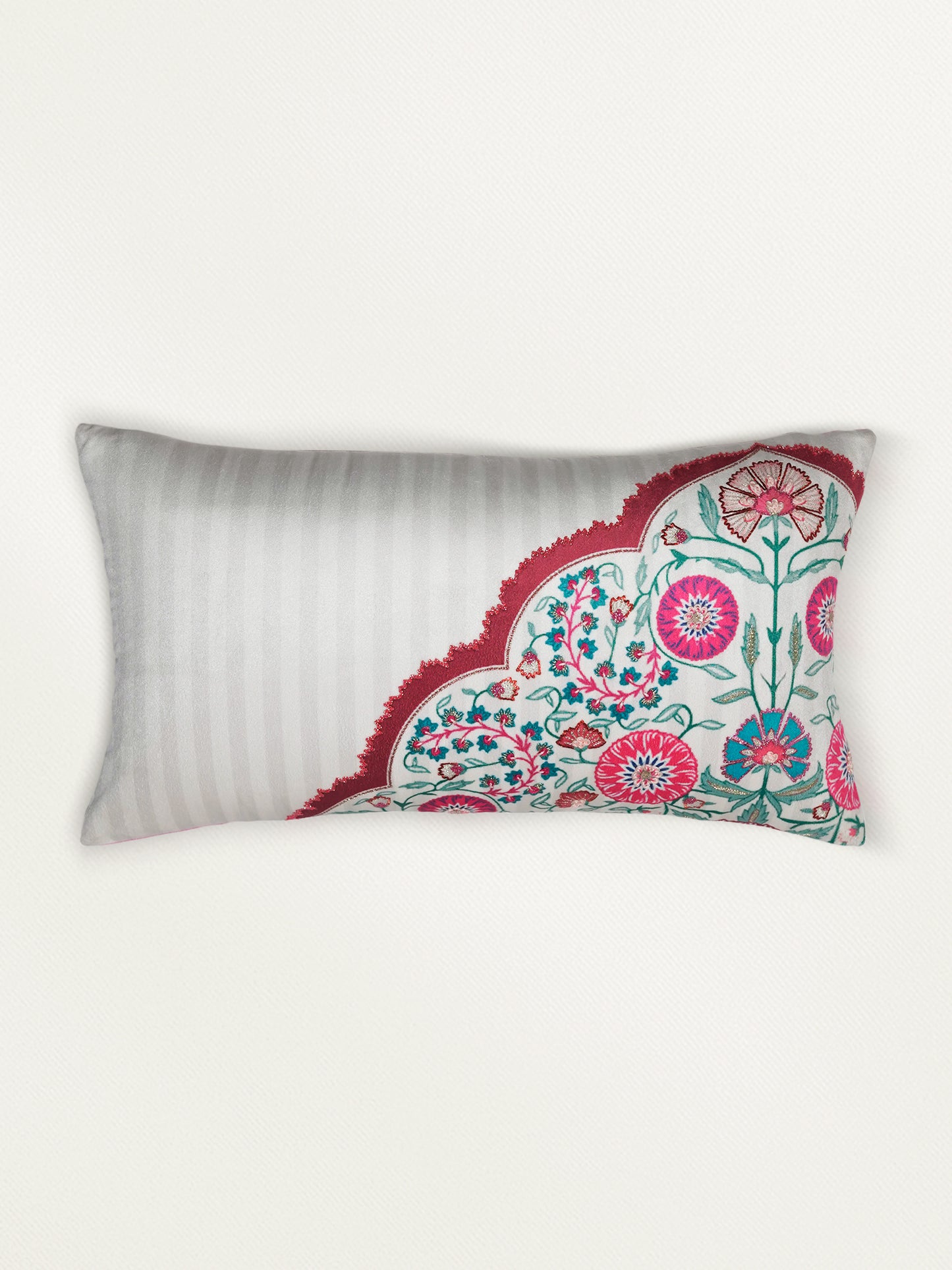 Hand Embroidered Pichwai Collection Printed Cushion Cover 12 Inch x 22 Inch | Pink