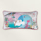Hand Embroidered Pichwai Cushion Cover with Digital Print | Embellished Velvet 12x22 Inches
