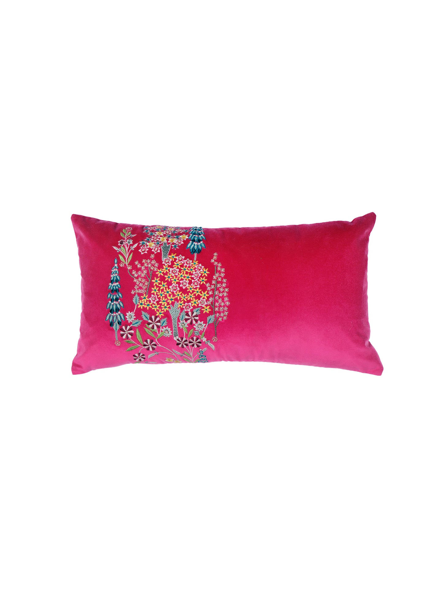 Hand Embroidered Pichwai Cushion Cover with Zari | Velvet 12x22 Inches