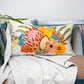 White Linen Cushion Cover – Hand embroidery and digital print, 12x22 inch Set of 1