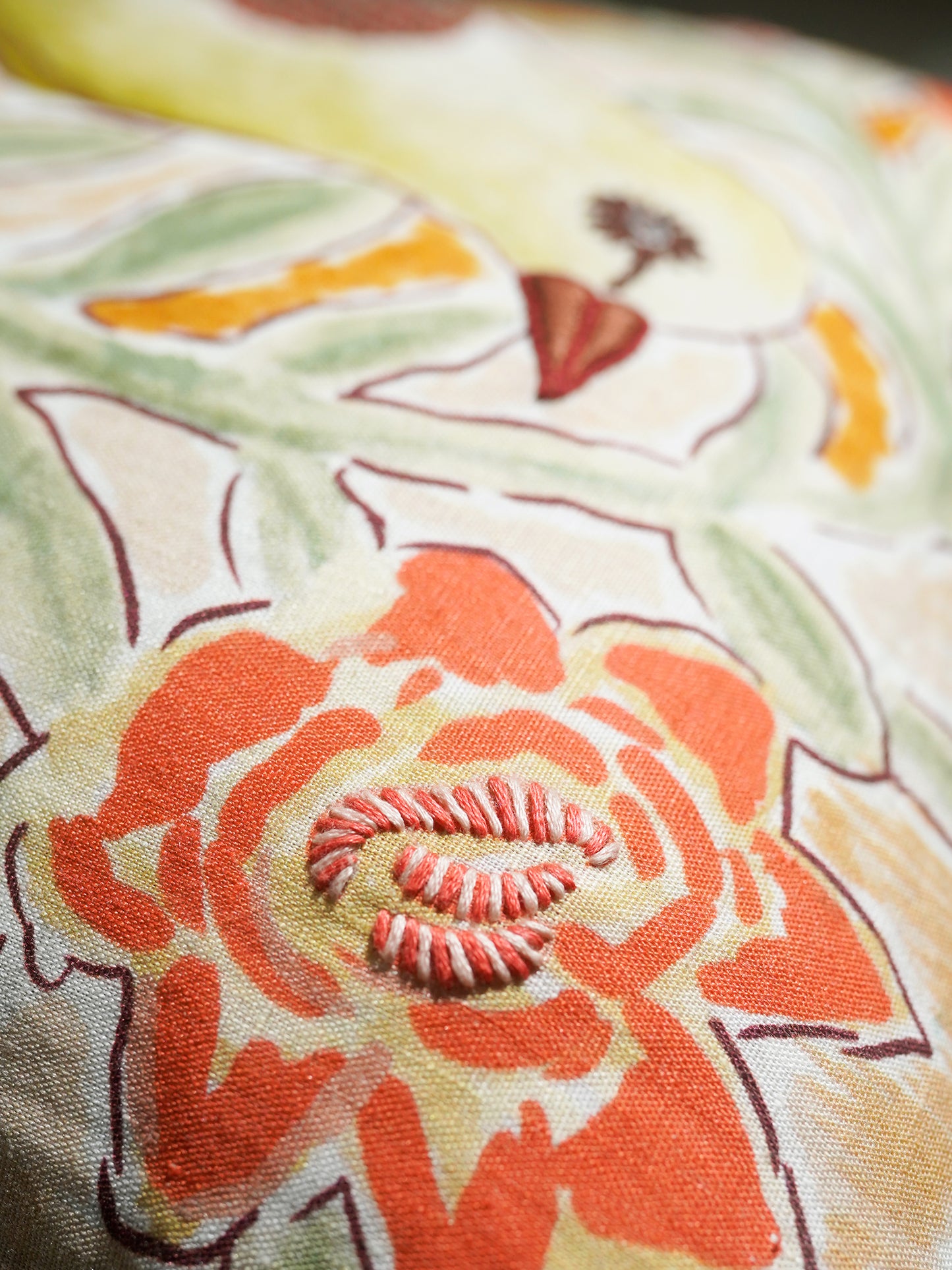 Polyester Blend Green Cushion Cover –digital print +  Hand Embroidered 16x16 inch Set of 1