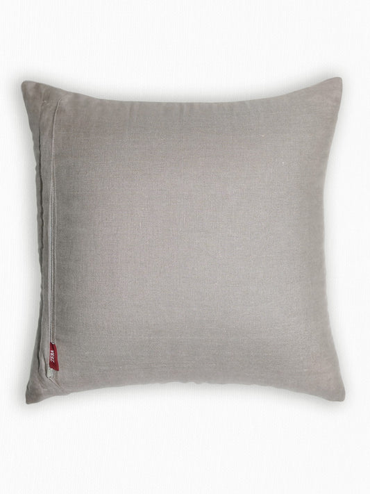 Floral Embroidered Patchwork Cushion Cover 16 Inch x 16 Inch | Beige