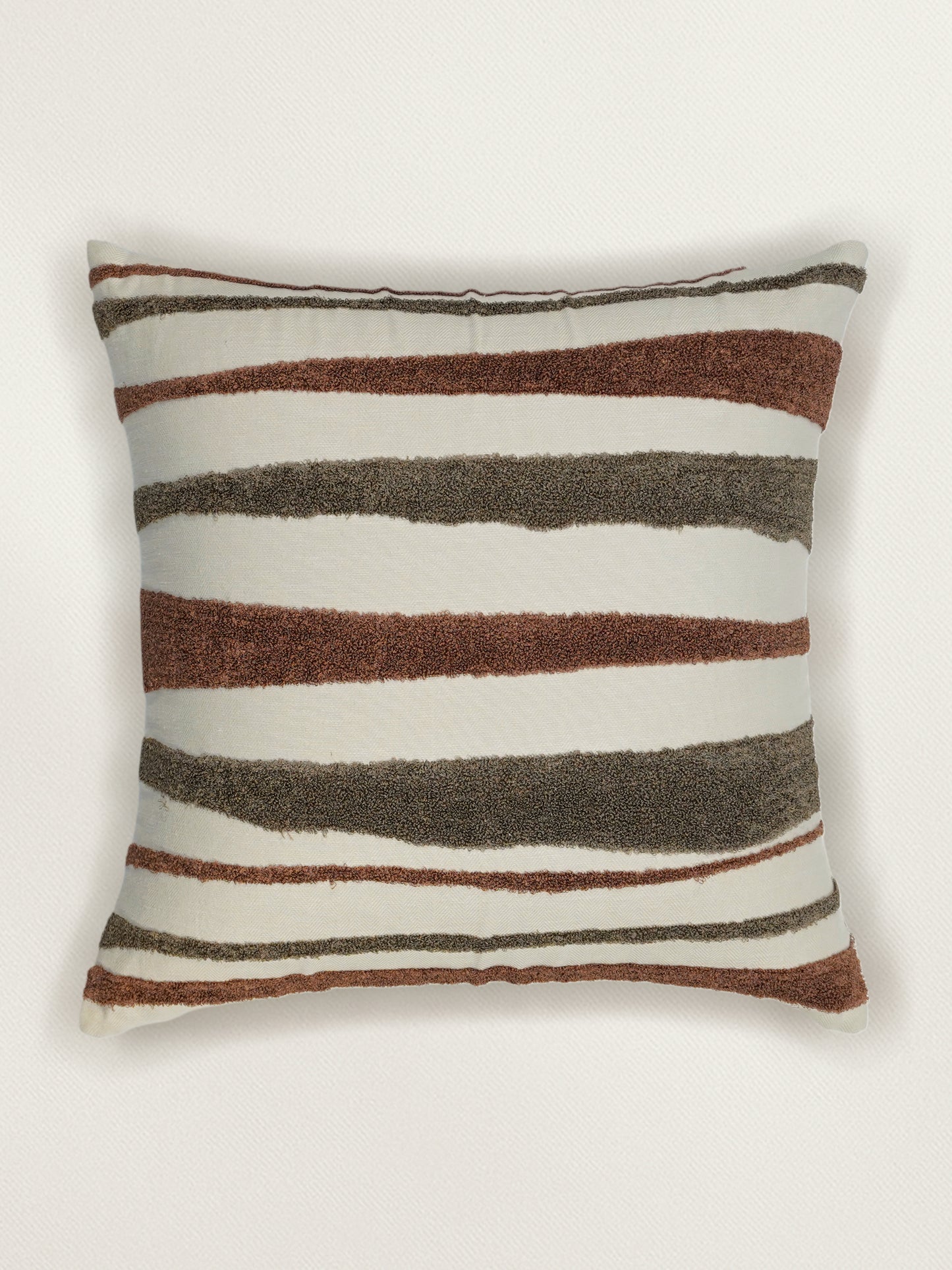 Embroidered Cushion Cover 18 Inch x 18 Inch | Beige | Cotton