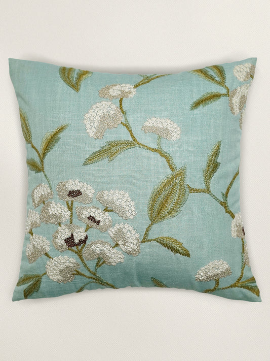 Hand Embroidered Luxe Collection Cushion Cover | Tree Leave Embroidery Green - 16x16 Inches