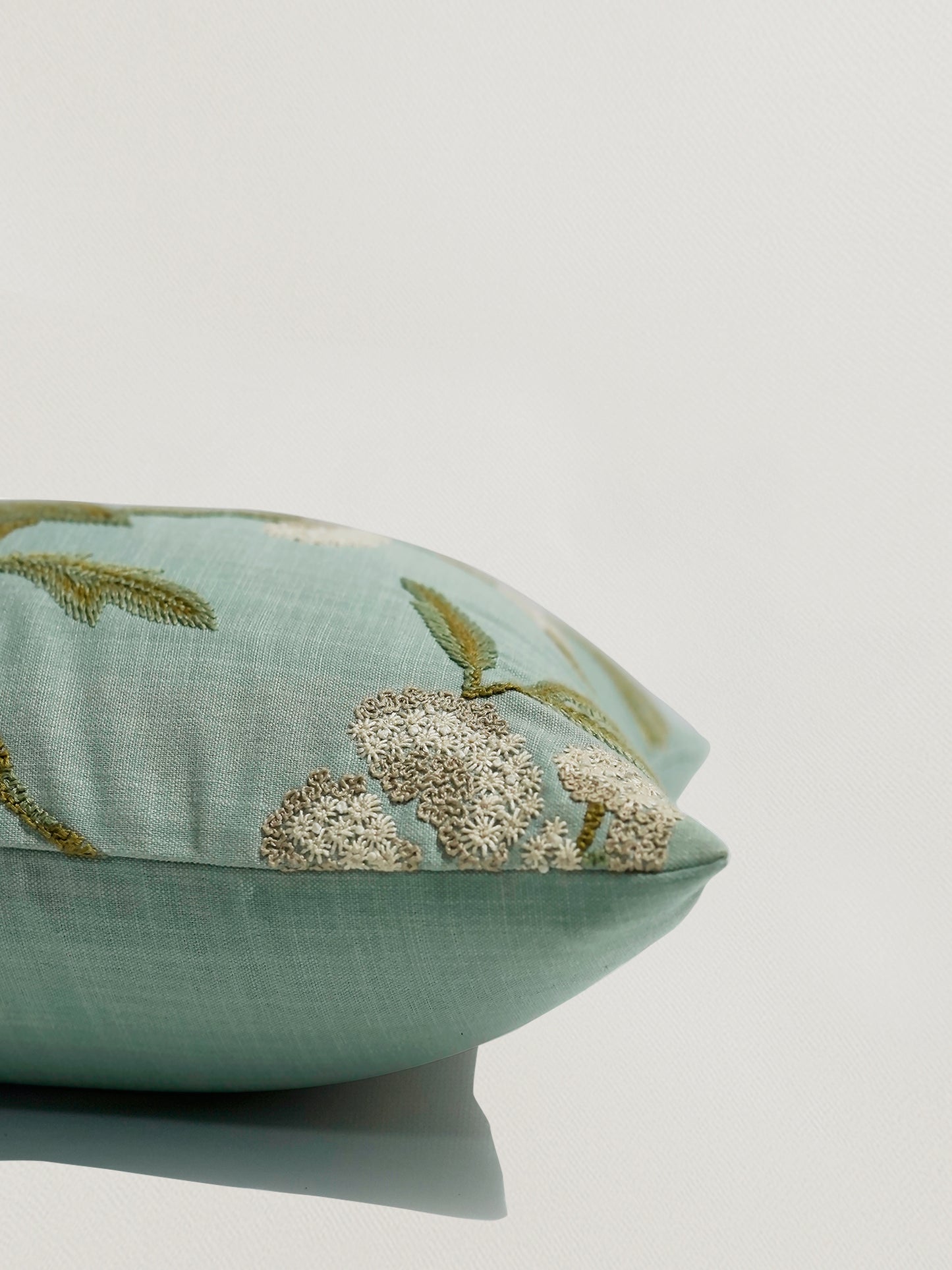 Hand Embroidered Luxe Collection Cushion Cover | Tree Leave Embroidery Green - 16x16 Inches