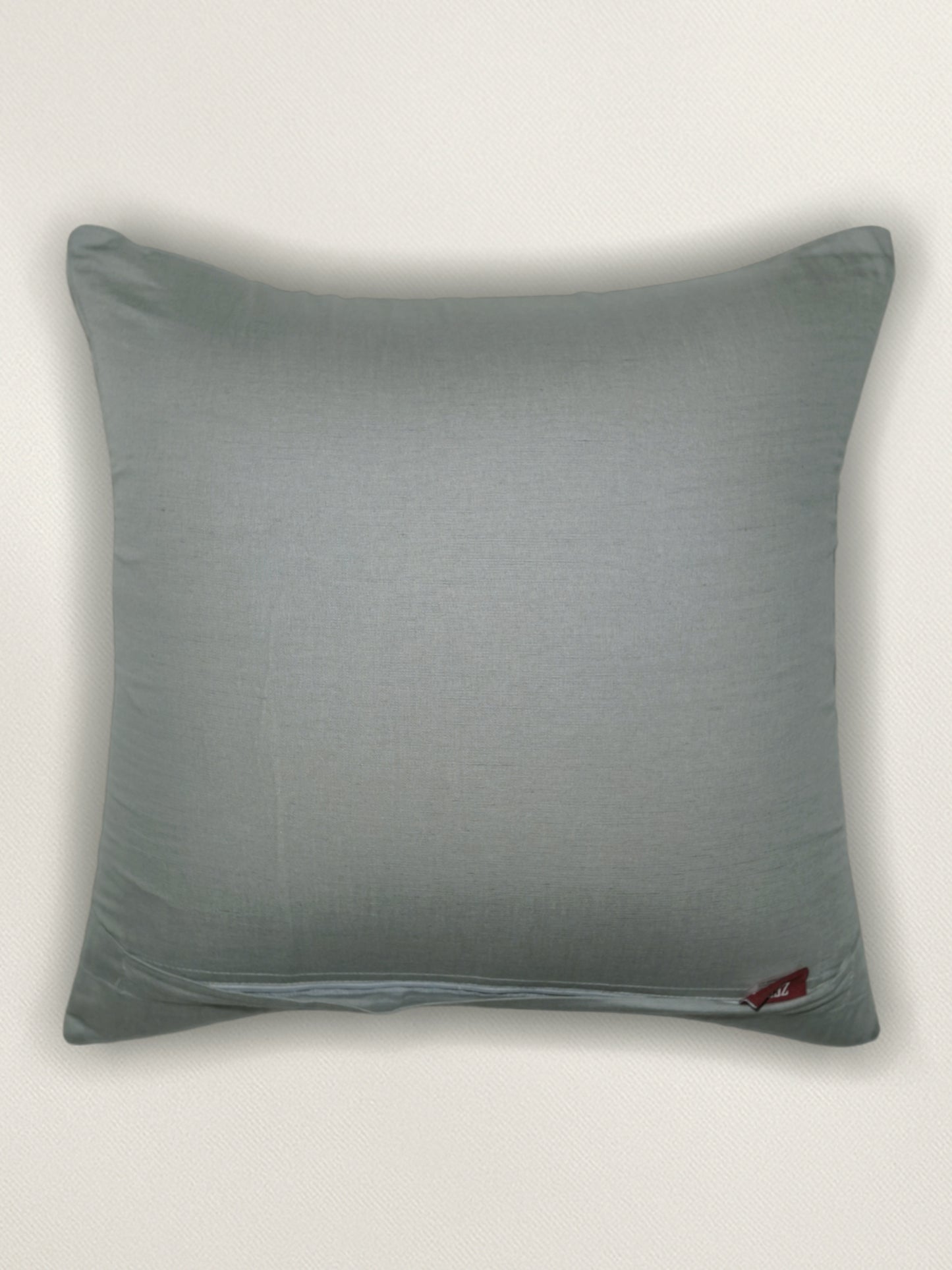 Multicolor Linen Cushion Cover- Hand Painted Design with Patchwork & Piping – 16x16 inches, set of 1