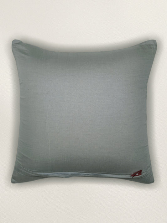 Multicolor Linen Cushion Cover- Hand Painted Design with Patchwork & Piping – 16x16 inches, set of 1