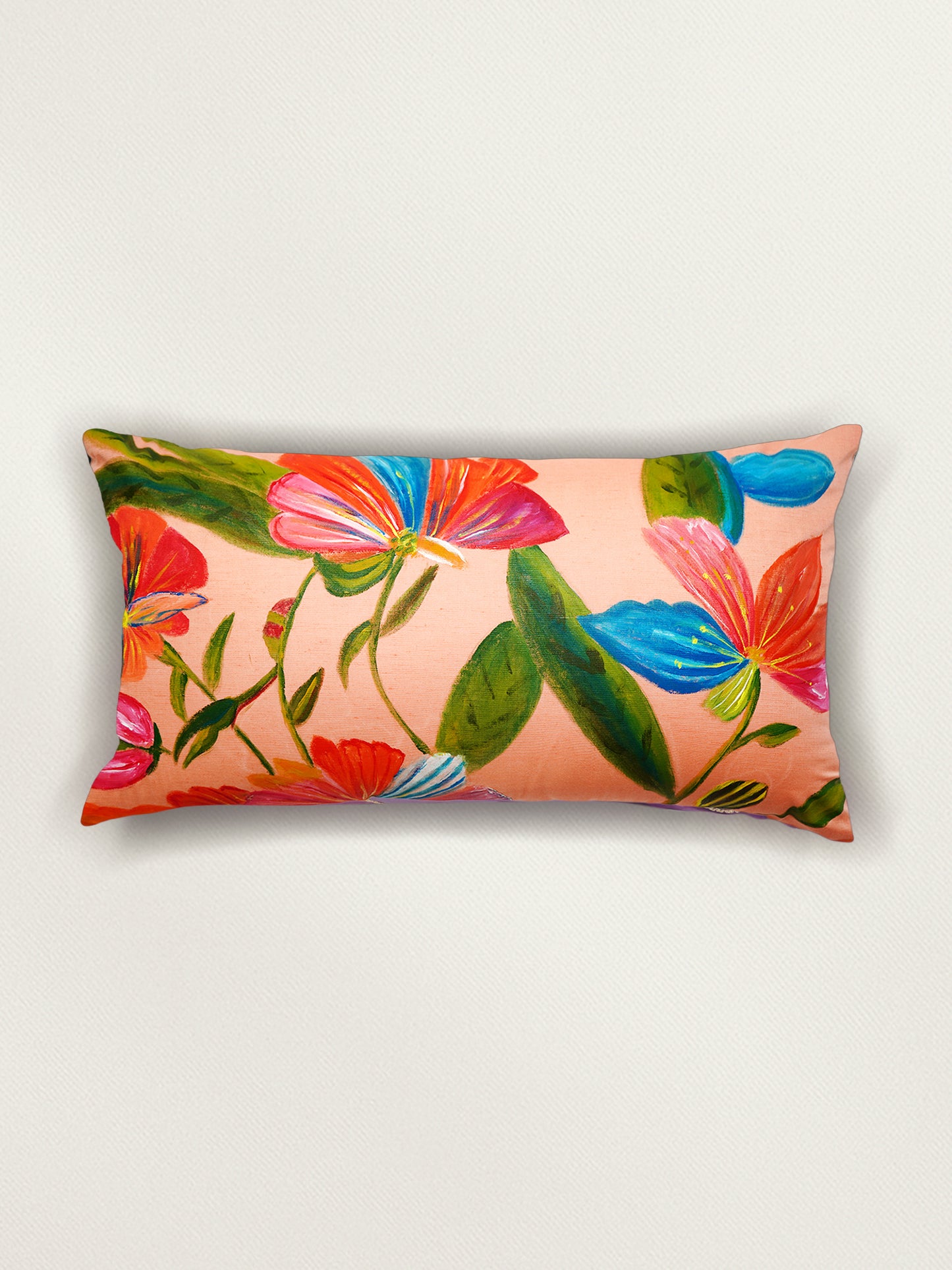 Multicolor Linen Cushion Cover- Hand Painted Design 12x12 inches,set of 1