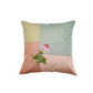 Multicolor Linen Cushion Cover-Patchwork with Hand Painted Design |16x16 inches, set of 1