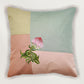Multicolor Linen Cushion Cover-Patchwork with Hand Painted Design |16x16 inches, set of 1