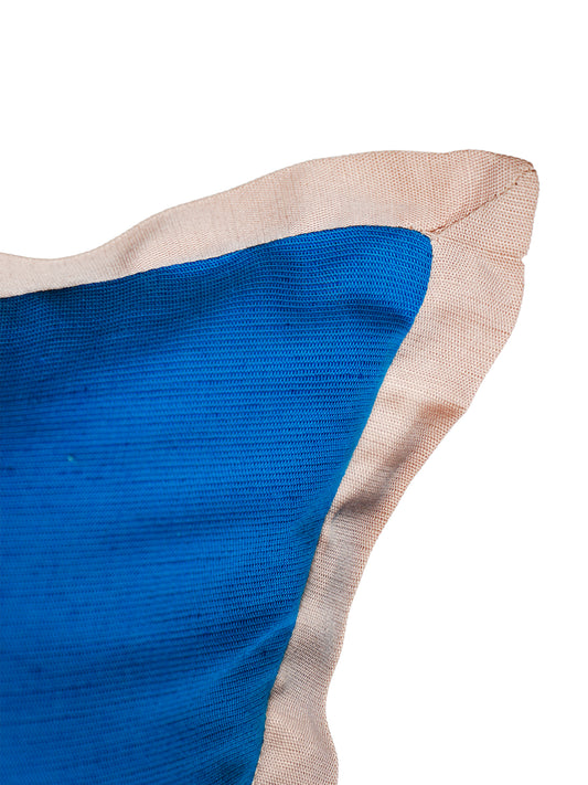 Blue Linen Cushion Cover-Flat Piping |16x16 inches,set of 1