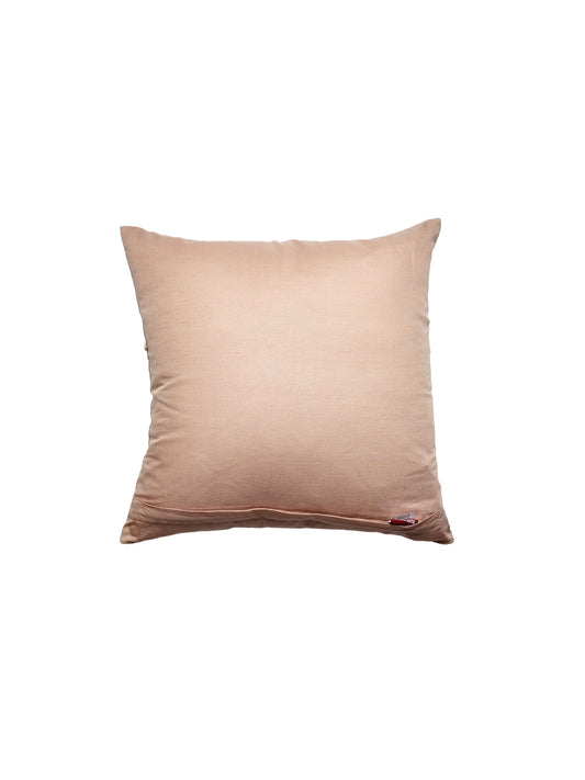 Multicolor Linen Cushion Cover- Patchwork with Frayed Edges |16x16 inches,set of 1