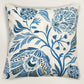 Polyester Blend Cushion Cover- Digital and Hand Embroidered|Blue|16x16 inch,set of 1