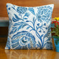 Polyester Blend Cushion Cover- Digital and Hand Embroidered|Blue|16x16 inch,set of 1