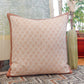 Block Printed Luxe Collection Cushoin Covers with Flange Border | Beige - 16x16, 18x18, 20x20, 12x22 inches (Set of 6)