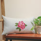 Linen Light Blue Cushion Cover- Hand Painted, 12x22 inches, Set of 1