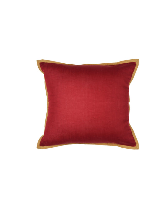 Linen Cushion Cover – Red, Flat Piping 16x16 inch Set of 1