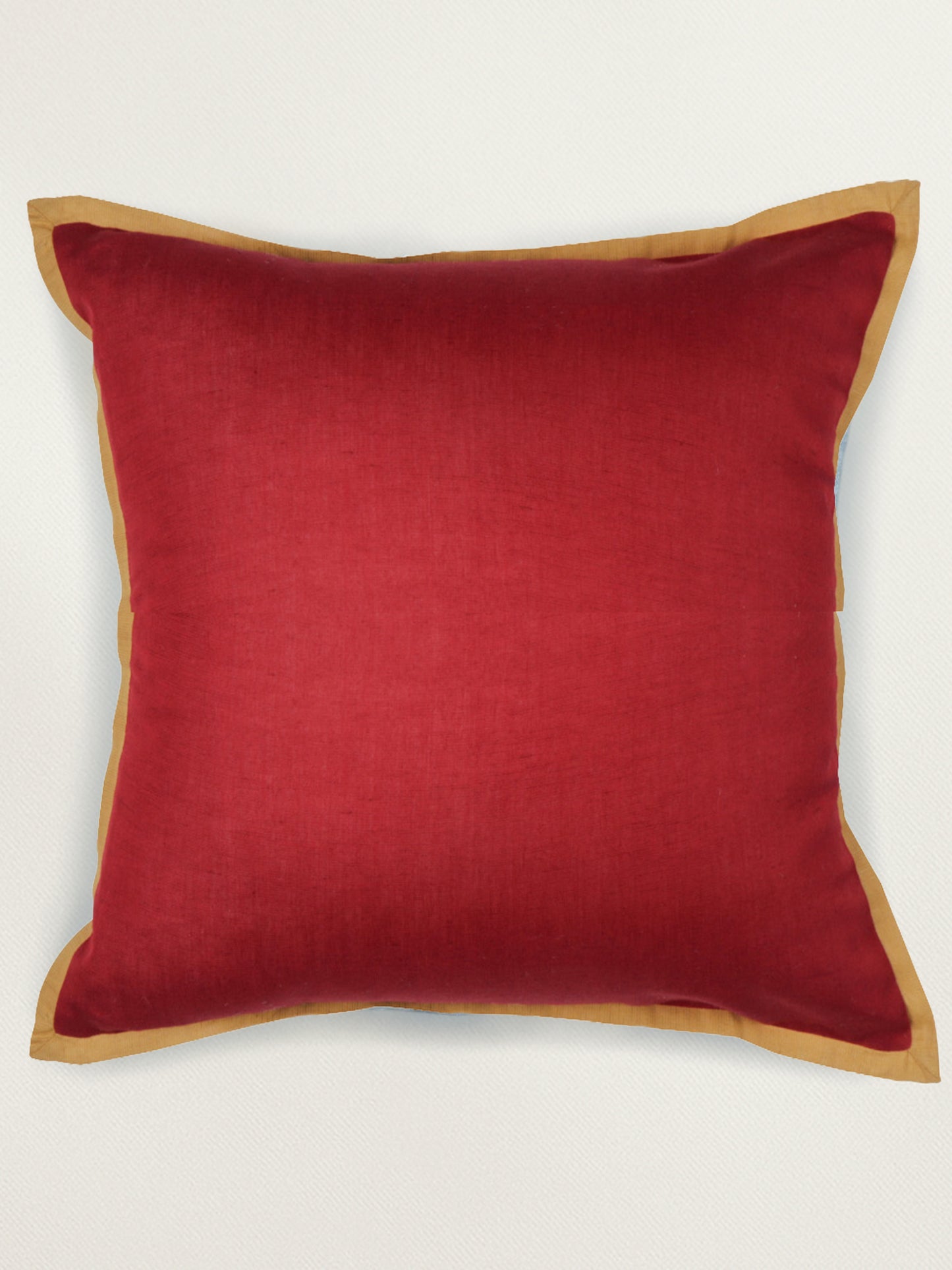 Linen Cushion Cover – Red, Flat Piping 16x16 inch Set of 1